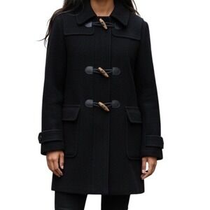 Gap Women's Wool Blend Duffle Pea Toggle  Coat Black Size S‎ Outdoor Winter